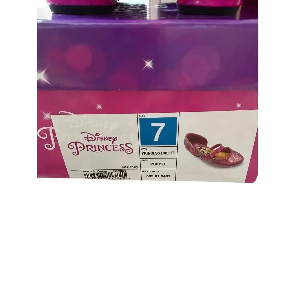 Disney Toddler Girls Purple Shimmer Princess Ballet Flats Size 7